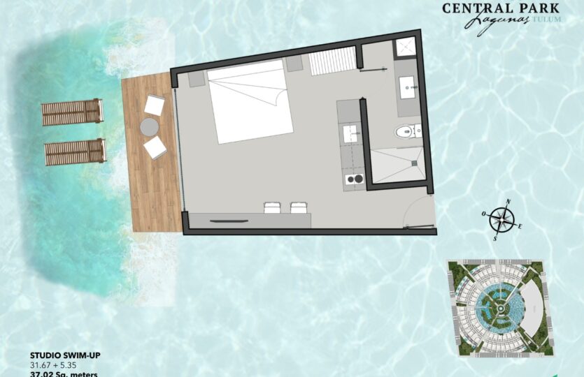 Central Park Lagunas swim-up studio for sale